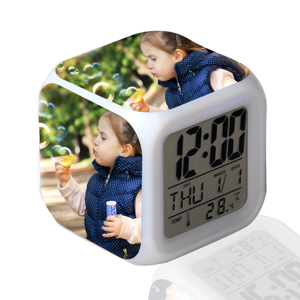 שעון מעורר תאורה מתחלפת 3 תמונות אישיות